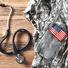 Stethoscope and military uniform  